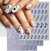 TailaiMei Music Nail Stickers, 3D Gold Black White Design Self-Adhesive