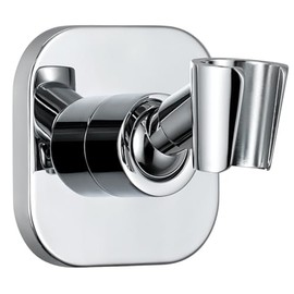 G-Promise Metal Handheld Shower Head Holder, Adjustable Wall Mount Shower Wand Bracket, Strong Adhesive Disc Mount or Drill Installation (Square, Chrome)