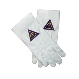 Masonic Gloves 100% Cotton with Cryptic Mason Symbol
