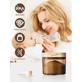 Tourdeus Travel Formula Container, BPA-Free Baby Formula Dispenser On The Go with Flip Top Lid, Magnetic Spoon & Date Marker, 380g 800ml Brown