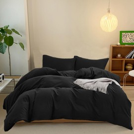 CLOTHKNOW Black King Size Comforter Set 3Pcs Black Bedding Comforter Sets All Black Comforter King Size Soft Black Comforter Sets King