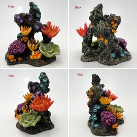 Charming Resin Coral Reef Ornament - Realistic Aquarium Decor Gift for Fish & Shrimp Hideaway, Suitable for Freshwater & Saltwater Tanks (6.1 x 4.1 x 6.1 inches)