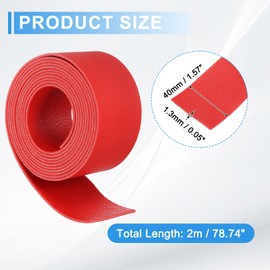 sourcing map Leather Straps, 1.6 Inch Wide 79 Inch Long Soft Flat Leather Strips Cord for Craft Projects Tooling Belt Bag Making, Red