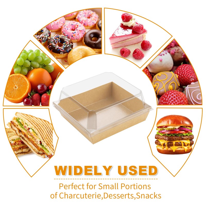 Vorfre Small Charcuterie Boxes with Clear Lids, To Go Paper