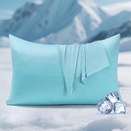 Elegear Cooling Pillow Cases for Hot Sleepers, Clean Fabric Silver Infused Cooling Pillowcase Q-Max>0.5, Soft Pillow Cases for Hair & Skin, Zipper Pillow Cases Set of 2 Blue (Queen, 20'' x 30'')