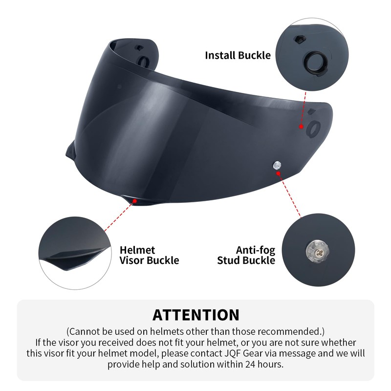 JQF Gear i90 Motorcycle Helmet Visor Compatible with HJ-33/ i90