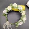 Floral Crown Headband Adjustable Ribbon Boho Rose Crown Floral Headpiece
