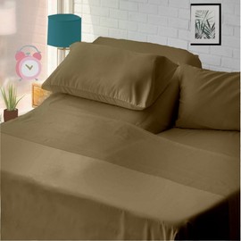 Cottingon,Premium 400 TC 100% Egyptian Cotton,Flex Top King Sheets for Sleep Number Beds 16" Deep,King 34" - Taupe