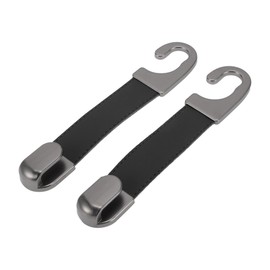 INFINAUTO Car Seat Headrest Hook Interior Accessories for Most Car, SUV, Truck Car Seat Back Organizer Hooks Faux Leather Metal Black 6.69"x1.18"