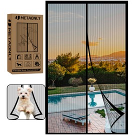 METAONLY Magnetic Screen Door Fits Door Size 36" x 80", Actual Screen Size 38" x 81", Screen Door Mesh,Door Screen Magnetic Closure for Patio Door Enjoy Air Fresh-Black