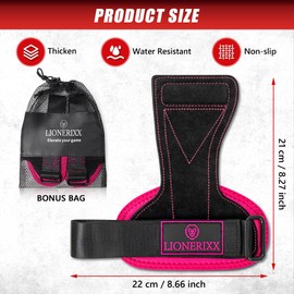 Lionerixx Black/Purple Weight Grips for Women - Professional Wrist Straps for Weightlifting, Deadlift and Powerlift - Palm Guard & Lifting Grips, Storage Bag Included