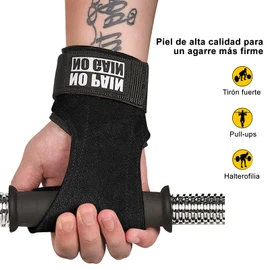 SHANDABULIU Calleras Crossfit, Calleras de Cuero Unisex con Muñequera Ajustable, para Gimnasio, Entrenamiento, Halterofilia, Etc.(Negro)