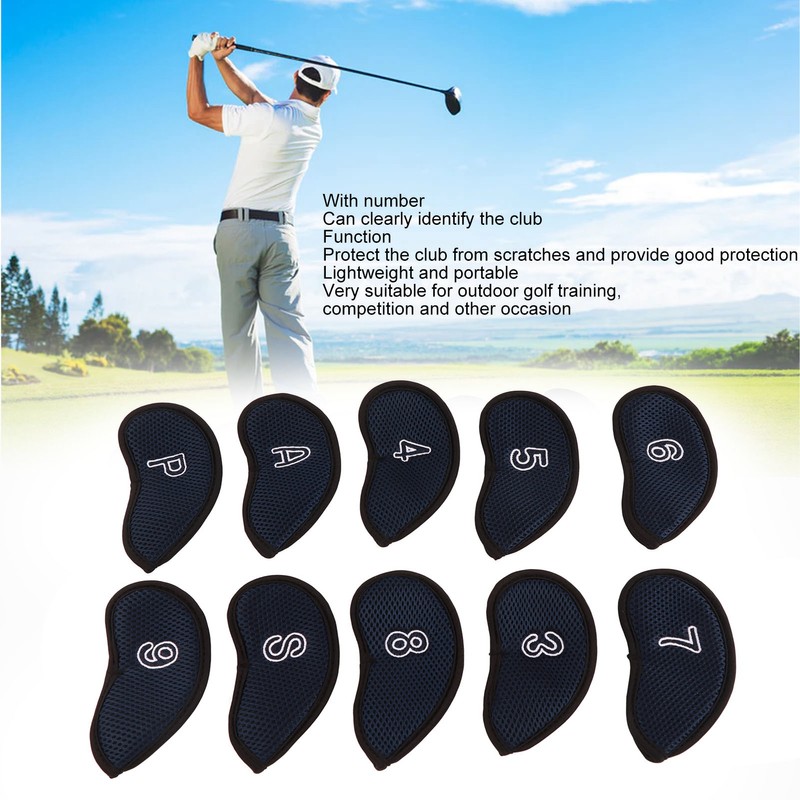 10pcs Golf Iron Covers Set with Numbers Waterproof Golf Head