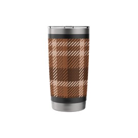 Mocha Mousse Plaid Brown Beige Preppy Check Gingham Pattern Stainless Steel Insulated Tumbler