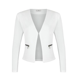 Women's Blazer with Pockets (382) (A-11) - White Plain, size: 44 / XXL