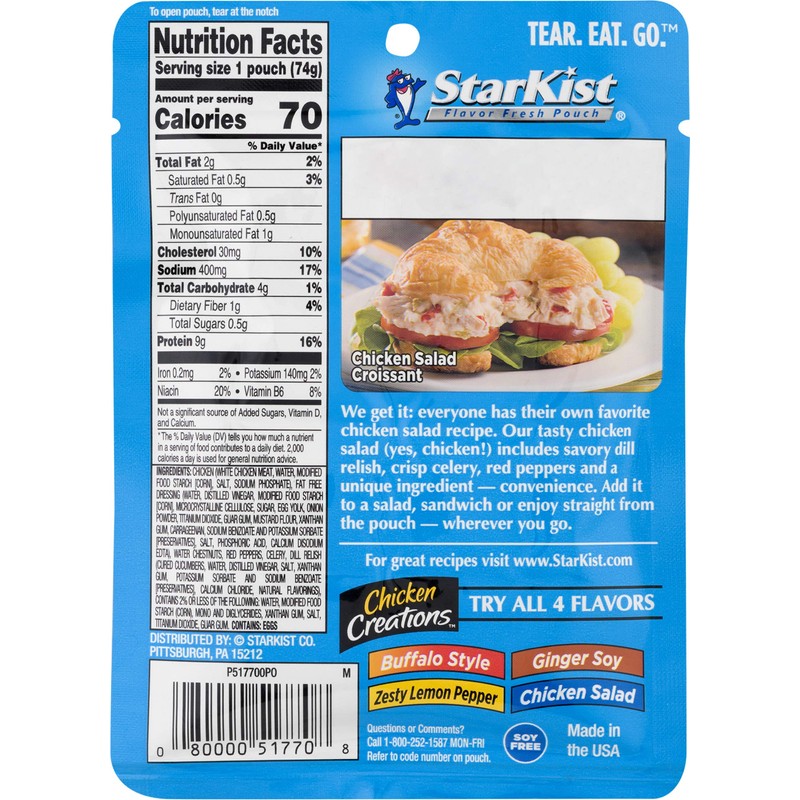 StarKist Chicken Creations, Chicken Salad, Single Serve Pouch, 2.6 oz
