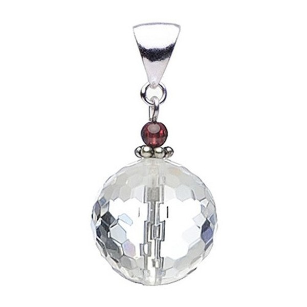 Pendant of real rock crystal garnet & 925 silver faceted