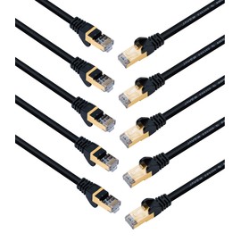 JAVEX [0.5 pies, paquete de 10] UL listado CAT6A/CAT7 RJ45 [S/STP, 10GB, 600Mhz] Cable estándar de red Ethernet RJ45, negro