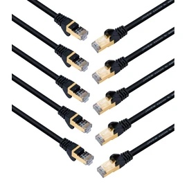 JAVEX [0.5 pies, paquete de 10] UL listado CAT6A/CAT7 RJ45 [S/STP, 10GB, 600Mhz] Cable estándar de red Ethernet RJ45, negro