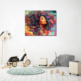 TUMOVO DIY Paint by Numbers Colorful Woman Paint by Number for Adults Beginner with Paintbrushes Black Woman Acrylic Painting by Numbers Kits on Canvas Art Crafts for Home Walls - 16"x20"(Frameless)