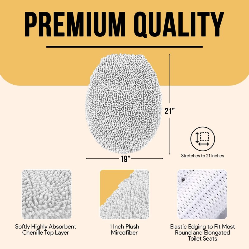 MAYSHINE Toilet Lid Cover - Sage Green, Plush Microfiber Oval