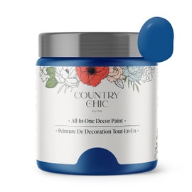 Country Chic All-in-One Chalk Paint for Furniture, Cabinets, Home Decor, Eco-Friendly, Matte Finish, Built-In Primer & Top Coat for Wood, Metal - Bling Bling (Royal Blue) - 4 oz (118 ml)