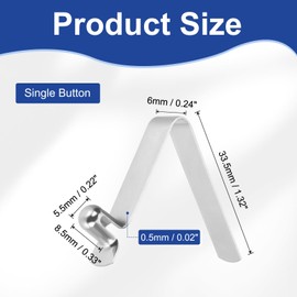 sourcing map 20pcs Single Button Kayak Paddle Snap Spring Clip 5.5x8.5x33.5mm 65Mn Spring Steel V-Shaped Hollow Lift Telescopic Locking Tube Pole Clips for Tent Umbrella Camping