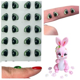Ojitos Adhesivos 3D 3D Resin Adhesive or Self-Adhesive Eyes for all types of materials, crafts, decoration - 12 pairs in green, 7mm wide, doll Eyes, craft Eyes, googly Eyes, Eyes