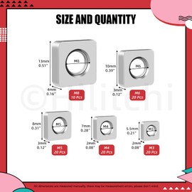 Hilitchi 90Pcs Square Nuts Assortment M3 M4 M5 M6 M8 304 Stainless Steel Square Nuts Square Machine Screws Nut Metric Coarse Thread Metric Square Nut Fasteners for Home Repair(304 Stainless Steel)