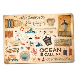 A5 Sticker Sheet Cruise Vinyl Stickers - Boat Scrapbook Landmarks Retro Vintage Flag Skyline Travel Holiday Country Aesthetic #82841