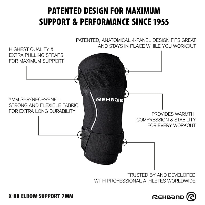 Rehband Power Max Elbow Support for Heavy Strength Training, Neoprene
