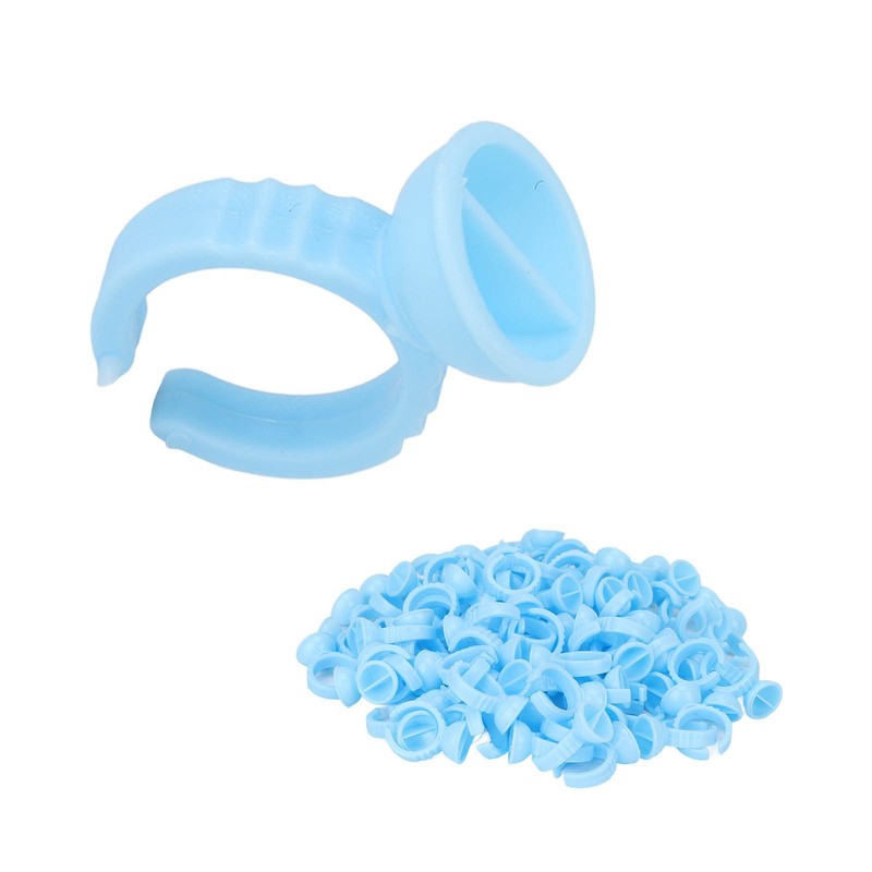 100PCS Glue Rings, Blue Remove Excess Glue Eyelash Extension Cups