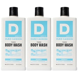 Duke Cannon Supply Co. Thick High Viscosity Body Wash - 3X Thicker, Plant-Based, Mineral-Enriched - Shower Gel for Men, Body Scrub - Midway, 3 Pack (18 oz)