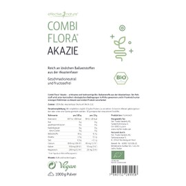 effective nature Akazienfasern Pulver Bio - 1000 g - 80% Ballaststoffanteil - 100 Tage Vorrat - Bio-zertifiziert & Natrlich rein - Ohne Zus?tze