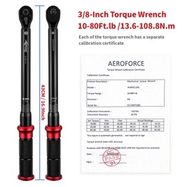 AEROFORCE 3/8-inch Drive Torque Wrench （10-80 Lb.ft/13.6-108.8 Nm）, 72-Tooth ±3% CW Torque Accuracy Professional Click Torque Wrench for Bike, Moto and Car Maintenance