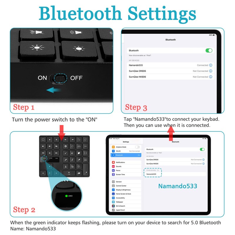 BT5.0 Drawing Keyboard for Procreate, 35 Keys One Handed Wireless