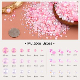 Cosyhav 30g Mix Pearls and Rhinestones,Flat Pearl and Rhinestones for Craft,Multi Size for Crafts DIY,Nail Art,Makeup(Pink Series)