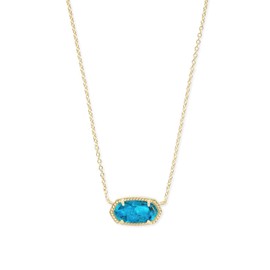 Kendra Scott Elisa Pendant Necklace for Women, Fashion Jewelry, 14k Gold-Plated, Bronze Veined Red Turquoise