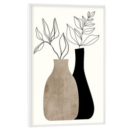 artboxONE Poster with White Frame 45 x 30 cm Floral Gris En Gris - Picture Vase Abstract Flowers