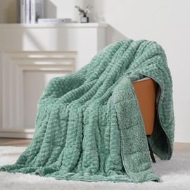 Mr. Sandman Weighted Blankets for Adults Queen Size 20lbs, Warm Sherpa Fleece Throw Blanket for Sleep and Calm, Soft Cozy Heavy Bed Blanket with Jacquard Flannel, 60 x 80 Inches, Green