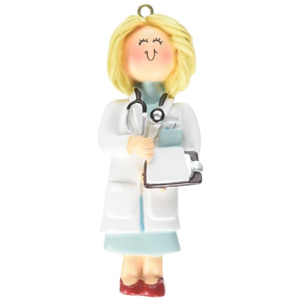 Ornament Central OC-045-FBL Female Doctor Christmas Ornament, 3-1/2-Inch, Blonde