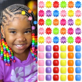 VENOFEN 60PCS Small Flower Hair Clips Daisy Hair Claw Clips for Girls Cute Acrylic Pony Dreadlock Beads Candy Color Mini Hair Barrettes for Toddler Teens Women