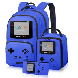 APLAET Game Backpack Set for Boys Kids, Gaming Kids Boys Backpack with Lunch Box and Pencil Bag, Large Capacity Game School Bag 17"