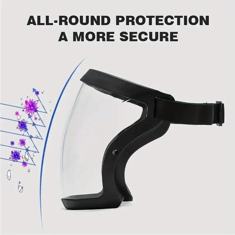 Adjustable Full Coverage Face Shield - 1pc Transparent Plastic Protective