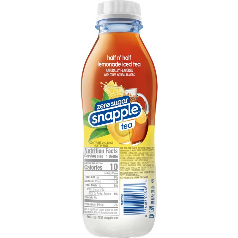 Snapple Zero Sugar Half 'n Half Tea, 16 fl oz