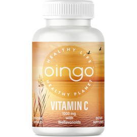 Oingo Vitamin C 1000mg with Bioflavonoids, Vegan Antioxidants Supplement with Acerola Vitamin C and Citrus Bioflavonoids for Immune Support, Energy Support and Collagen Boost, 120 Veggie Capsules
