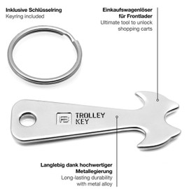 FABACH Trolley Key Shopping Trolley Remover – Replaces Shopping Trolley Token, Shopping Token – Metal Keyring for Key Organiser and Key Ring – No Stuck in the Shopping Trolley, silver, 4 trolley keys