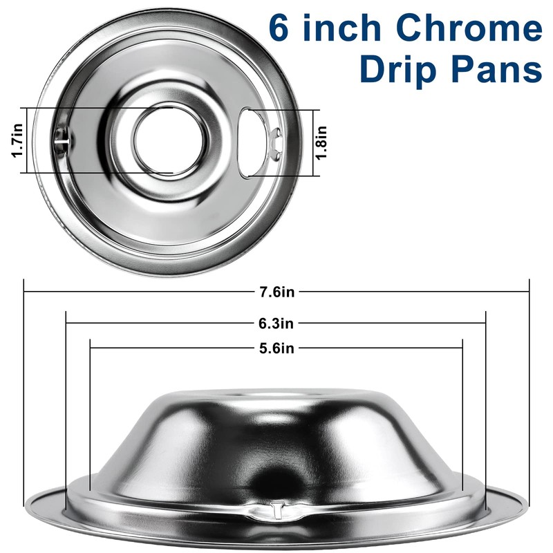 4 Pack GE68C Chrome 2 x 6inch, 2 x 8inch