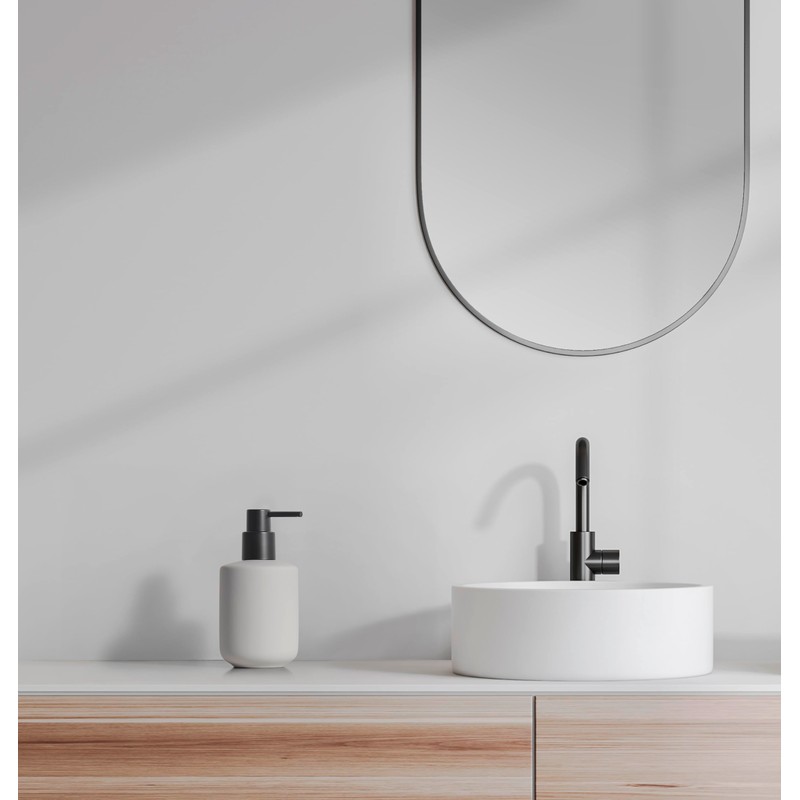 Sarja ceramic soap dispenser, hand soap dispenser in beige, diameter