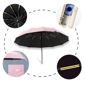 Nnicorns Automatic Pocket Umbrella - Windproof & Rainproof, 24-Rib Compact Travel Umbrella for Men and Women, Ultra-Portable Design for On-the-Go, pink